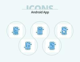 Android App Blue Icon Pack 5 Icon Design. smartphone. delete. calling. contact. search vector