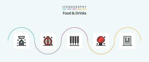 comida y bebidas línea lleno plano 5 5 icono paquete incluso seta. alimento. comida. bebidas trigo vector