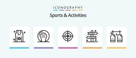 Sports and Activities Line 5 Icon Pack Including golf. target. sports. sports. focus. Creative Icons Design vector