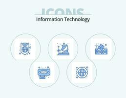 Information Technology Blue Icon Pack 5 Icon Design. protection. firewall. internet. antivirus. telecommunication vector