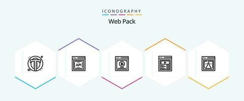 Web Pack 25 Line icon pack including flask. user interface. software. video. split testing vector