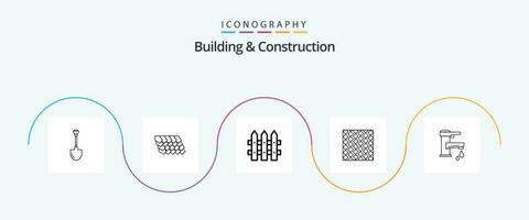 edificio y construcción línea 5 5 icono paquete incluso losas. cuadrado. construcción. losa. loseta vector