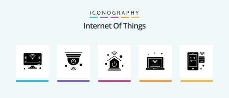 Internet Of Things Glyph 5 Icon Pack Including wifi. internet of things. iot. internet. internet of things. Creative Icons Design vector