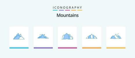 Mountains Blue 5 Icon Pack Including hill. mountain. nature. scene. nature. Creative Icons Design vector