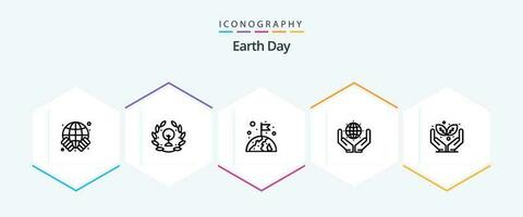 Earth Day 25 Line icon pack including protect. earth. earth. save the world. green vector