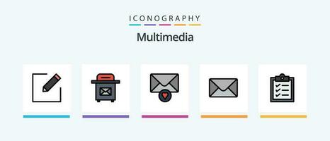 Multimedia Line Filled 5 Icon Pack Including . mail. message. Creative Icons Design vector