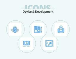 Device And Development Blue Icon Pack 5 Icon Design. mobile . education. usb . pencil. file vector