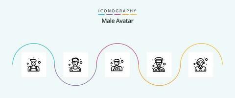 masculino avatar línea 5 5 icono paquete incluso . logístico. hombre. entrega. policía vector