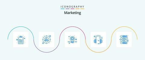 Marketing Blue 5 Icon Pack Including . timeline. solution. marketing. headphone vector