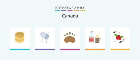 Canadá plano 5 5 icono paquete incluso alimento. Canadá. educación. taza. botella. creativo íconos diseño vector