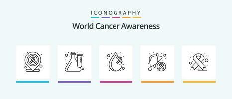 World Cancer Awareness Line 5 Icon Pack Including awareness. health. world. day. day. Creative Icons Design vector