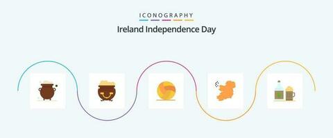 Ireland Independence Day Flat 5 Icon Pack Including bottle. ireland. american. map. sport vector