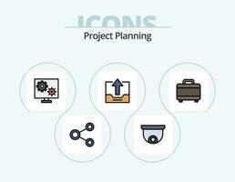 Project Planing Line Filled Icon Pack 5 Icon Design. network. connect. report. watch. time vector