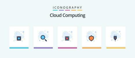 nube informática plano 5 5 icono paquete incluso Internet conexión. nube. proteccion. nube. creativo íconos diseño vector