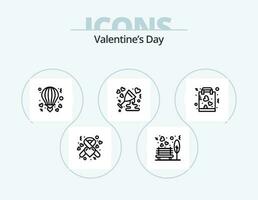 san valentin día línea icono paquete 5 5 icono diseño. fecha. amor. extensión. vaso. aniversario vector