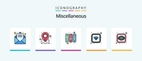 Miscellaneous Line Filled 5 Icon Pack Including chart. office. wifi. connection. Creative Icons Design vector