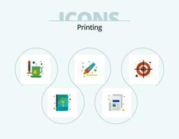 Printing Flat Icon Pack 5 Icon Design. circular. highlighter. print. drawing. mug vector