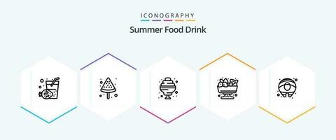 Summer Food Drink 25 Line icon pack including . salmon. sweet. food. summer vector