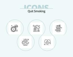 Quit Smoking Line Icon Pack 5 Icon Design. smoking. health. hands. day. service vector