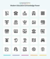 creativo moderno educación y conocimiento poder 25 contorno icono paquete tal como aprendiendo. tablero. pedestal. a B C. aprendiendo vector