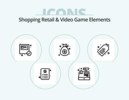 Shoping Retail And Video Game Elements Line Icon Pack 5 Icon Design. shirt. sale. discount. tag . ecommerce vector