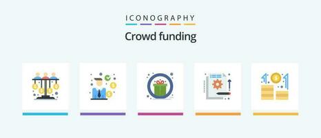 Crowdfunding Flat 5 Icon Pack Including information. funding. finance. fund. reward. Creative Icons Design vector