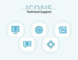 Technical Support Blue Icon Pack 5 Icon Design. service. file. technical support. home. support vector