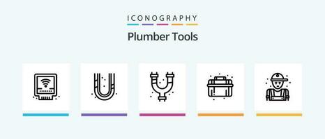 Plumber Line 5 Icon Pack Including plumber. shower. mechanical. plumbing. mechanical. Creative Icons Design vector