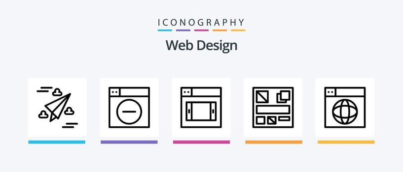 Web Design Line 5 Icon Pack Including grid. designer. add. design. app. Creative Icons Design vector
