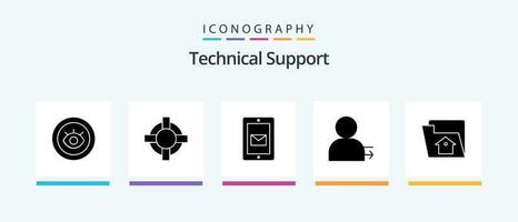 Technical Support Glyph 5 Icon Pack Including setting. home. chat. right. arrow. Creative Icons Design vector