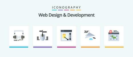 Web Design And Development Flat 5 Icon Pack Including clock. calendar. designer. design. plane. Creative Icons Design vector