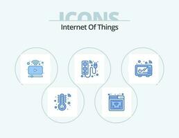 Internet Of Things Blue Icon Pack 5 Icon Design. kitchenware. connect. player. energy. electric vector