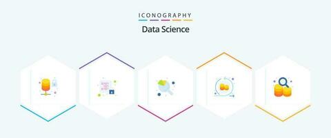 Data Science 25 Flat icon pack including drive. data storage. server. redo. circle vector