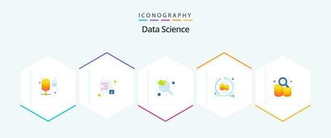 datos Ciencias 25 plano icono paquete incluso conducir. datos almacenamiento. servidor. rehacer. circulo vector