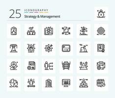 Strategy And Management 25 Line icon pack including direction. circle. chart. promote. startup vector