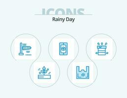 lluvioso azul icono paquete 5 5 icono diseño. seco. lluvioso. comprador. alfiler. Ventoso vector