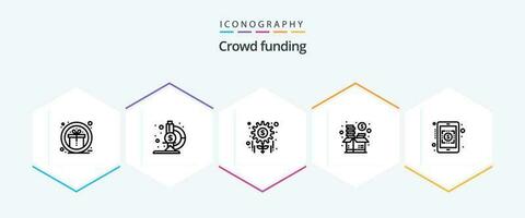 Crowdfunding 25 Line icon pack including currency rates. money. management. fund. investment vector