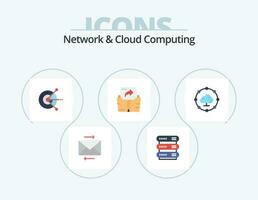 Network And Cloud Computing Flat Icon Pack 5 Icon Design. share. cloud computing. computer. folder. computing vector