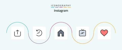 Instagram Line Filled Flat 5 Icon Pack Including . like. interface. interface. love vector