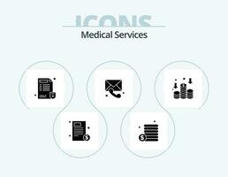 Medical Services Glyph Icon Pack 5 Icon Design. income. message. doctor. call. medical vector