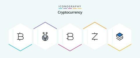 Cryptocurrency 25 FilledLine icon pack including coin. crypto currency. coin. crypto. z cash vector