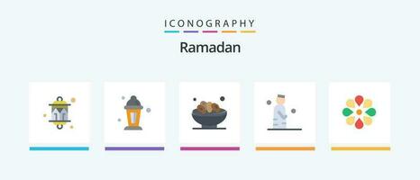Ramadan Flat 5 Icon Pack Including pray. man. ramadan. islam. muslim. Creative Icons Design vector