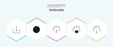 Multimedia 25 Glyph icon pack including multimedia. data. multimedia. cloud. eye vector