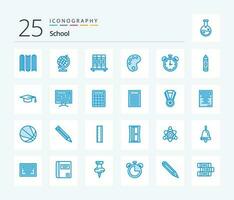School 25 Blue Color icon pack including education. time. studies. education. alarm vector