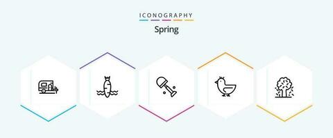 Spring 25 Line icon pack including apple tree. tree. shovel. spring. goose vector