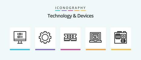 dispositivos línea 5 5 icono paquete incluso . tipo. radio. teclado. difícil disco. creativo íconos diseño vector