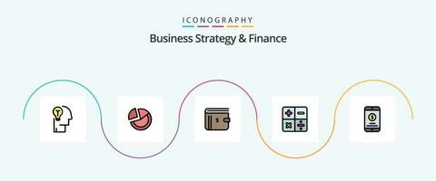 negocio estrategia y Finanzas línea lleno plano 5 5 icono paquete incluso matemáticas. calcular. negocio. pago. dólar vector