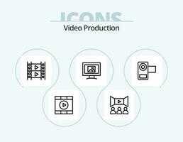 vídeo producción línea icono paquete 5 5 icono diseño. adelante. micrófono. cámara. pantalla. vídeo vector