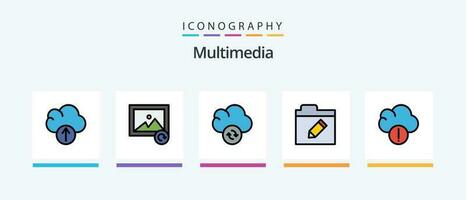 multimedia línea lleno 5 5 icono paquete incluso . datos. carpeta. descargar. creativo íconos diseño vector