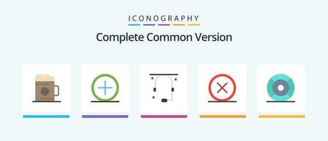 Complete Common Version Flat 5 Icon Pack Including delete. close. new. circle. help. Creative Icons Design vector